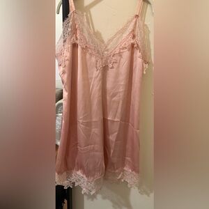 Vintage Pink Lace Trim Chemise